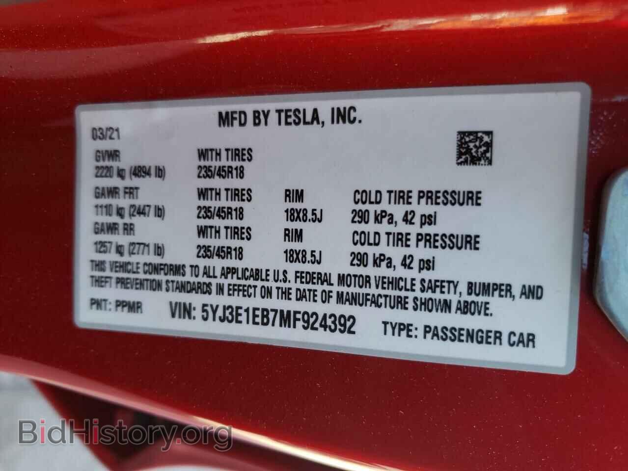 2021 TESLA MODEL 3 - VIN: 5YJ3E1EB7MF924392 - Photo 10