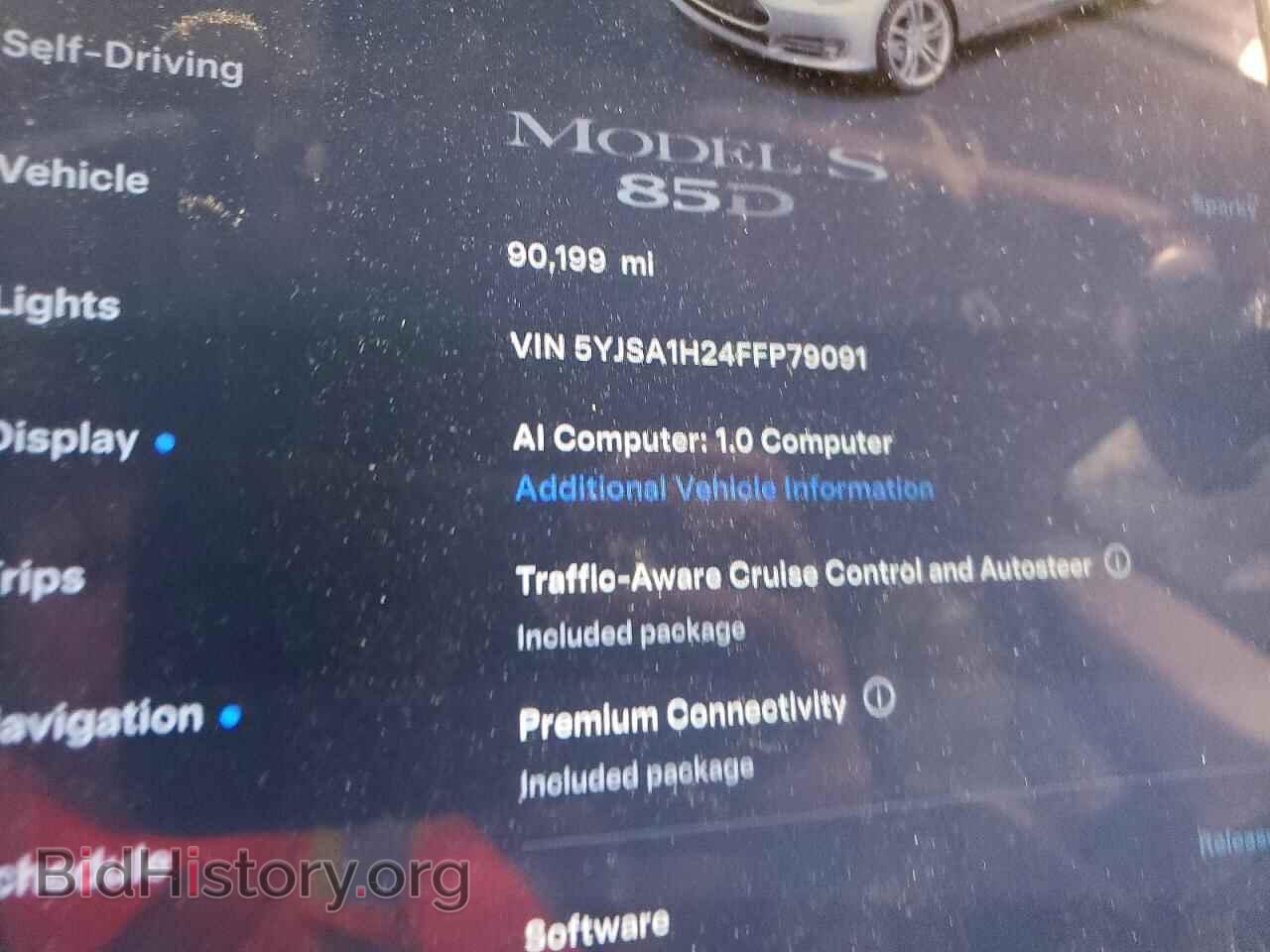 2015 TESLA MODEL S - VIN: 5YJSA1H24FFP79091 - Photo 9
