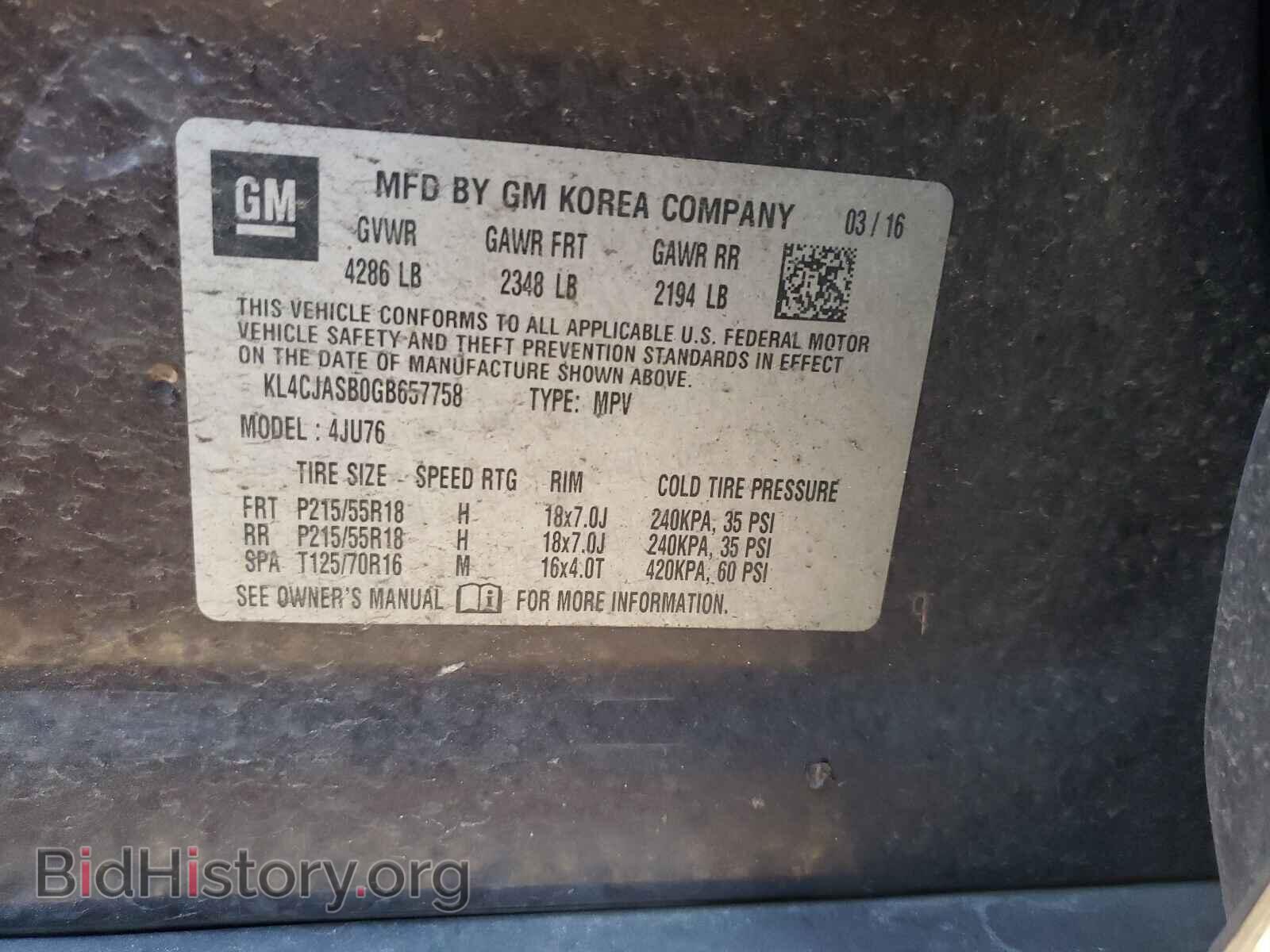2016 BUICK ENCORE - VIN: KL4CJASB0GB657758 - Photo 10