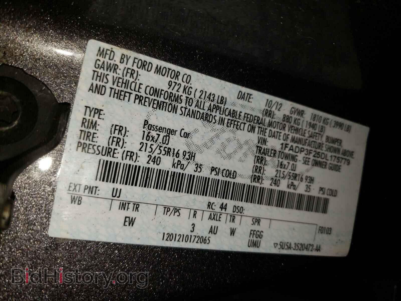 2013 FORD FOCUS - VIN: 1FADP3F25DL175779 - Фото 10
