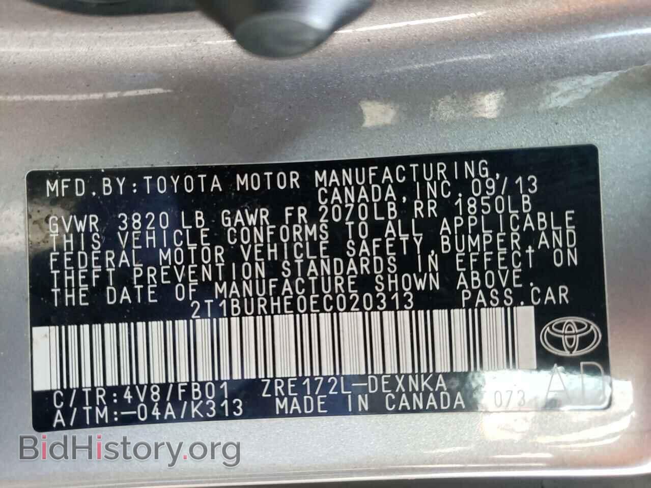 2014 TOYOTA COROLLA - VIN: 2T1BURHE0EC020313 - Фото 10