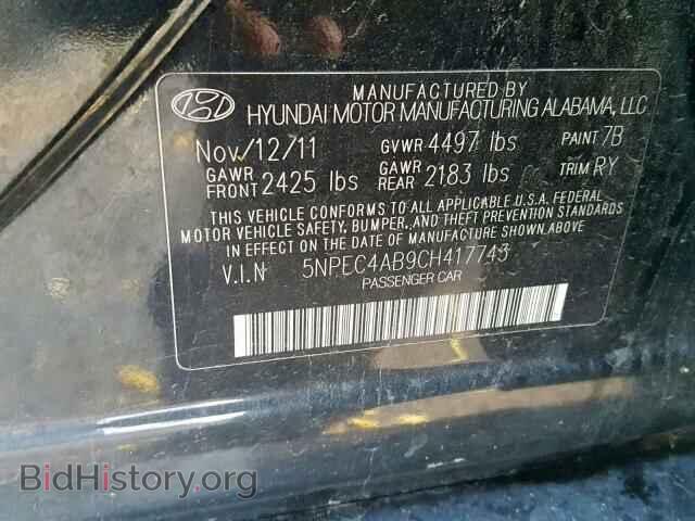 2012 HYUNDAI SONATA - VIN: 5NPEC4AB9CH417743 - Photo 10