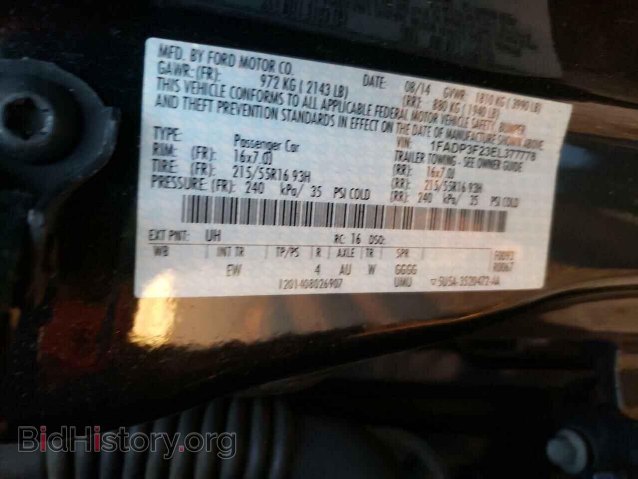 2014 FORD FOCUS - VIN: 1FADP3F23EL377778 - Фото 10