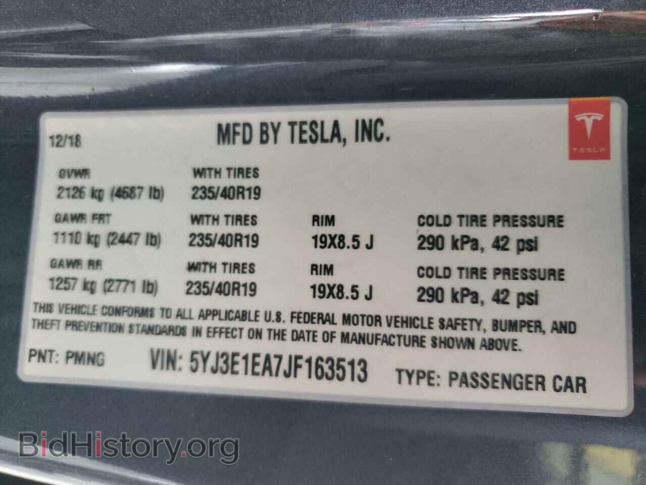 2018 TESLA MODEL 3 - VIN: 5YJ3E1EA7JF163513 - Фото 13