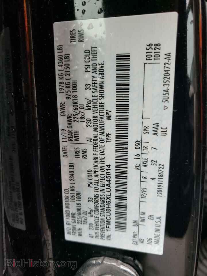 2020 FORD ESCAPE - VIN: 1FMCU0H6XLUA45014 - Photo 10