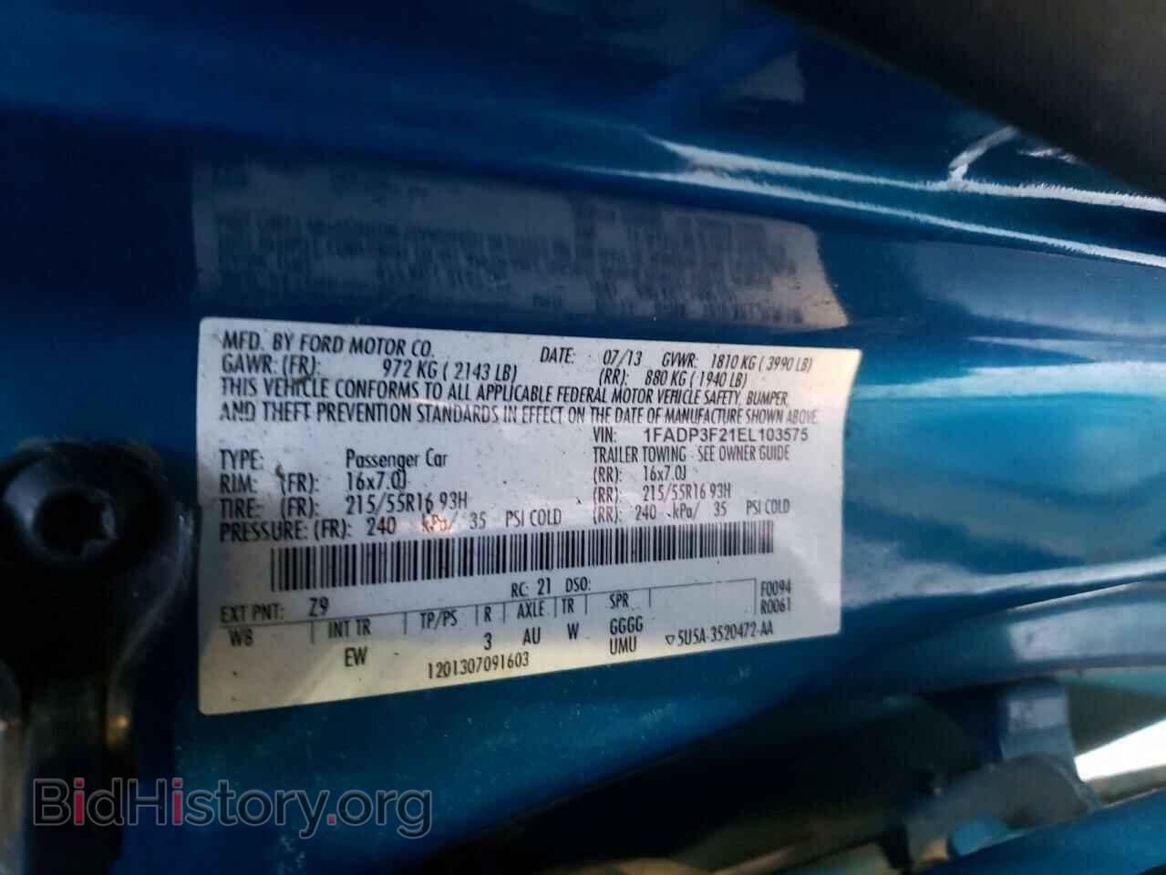 2014 FORD FOCUS - VIN: 1FADP3F21EL103575 - Фото 10