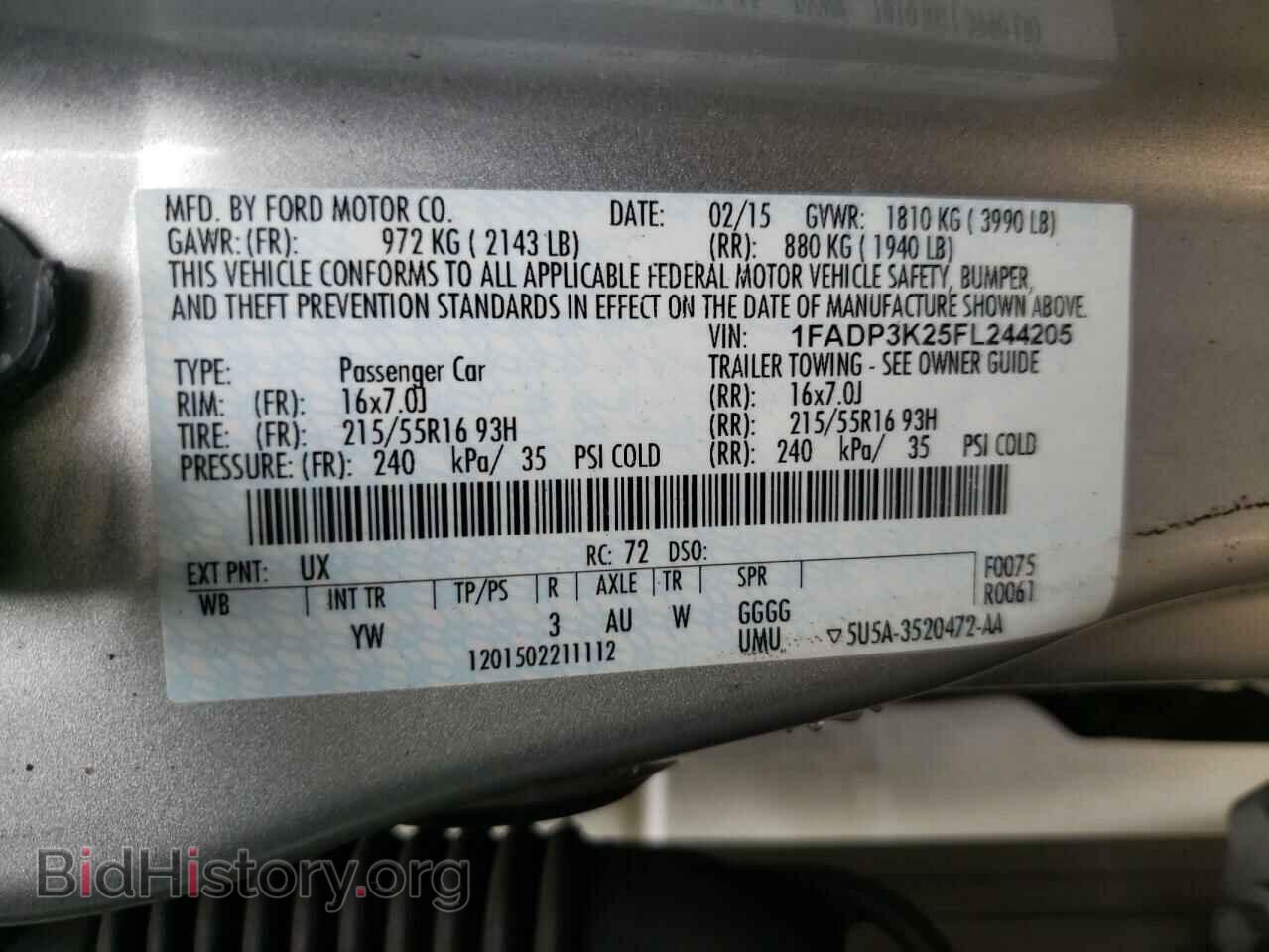 2015 FORD FOCUS - VIN: 1FADP3K25FL244205 - Фото 10