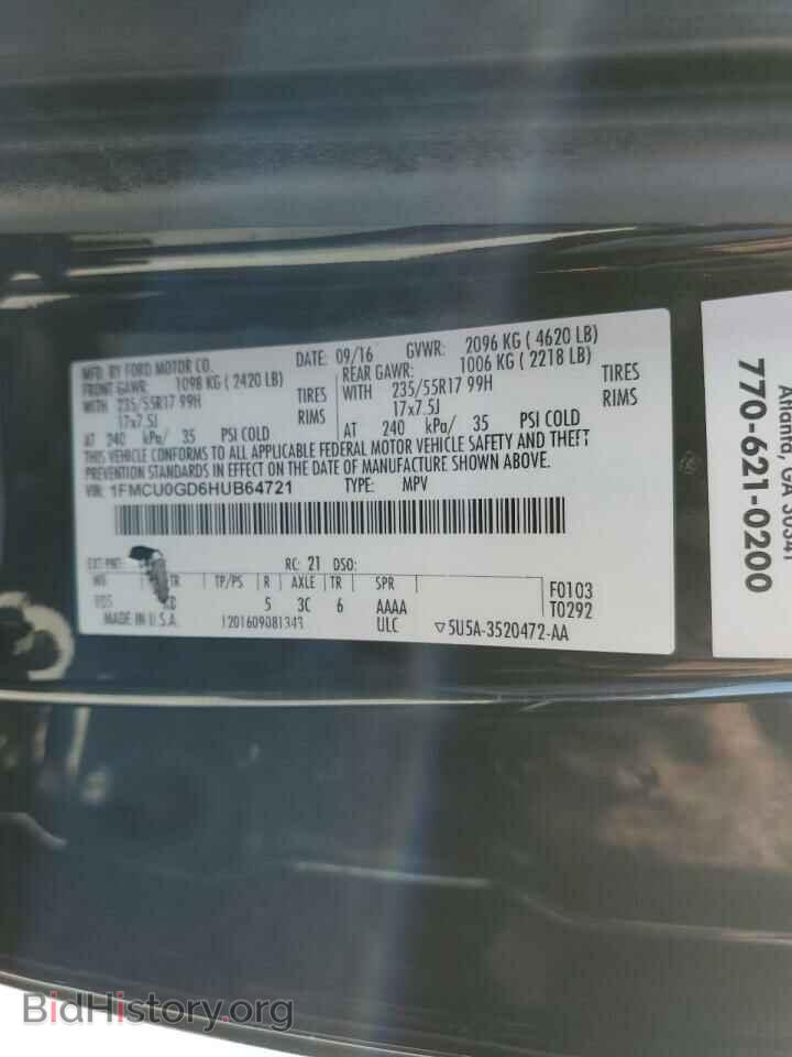 2017 FORD ESCAPE - VIN: 1FMCU0GD6HUB64721 - Фото 10