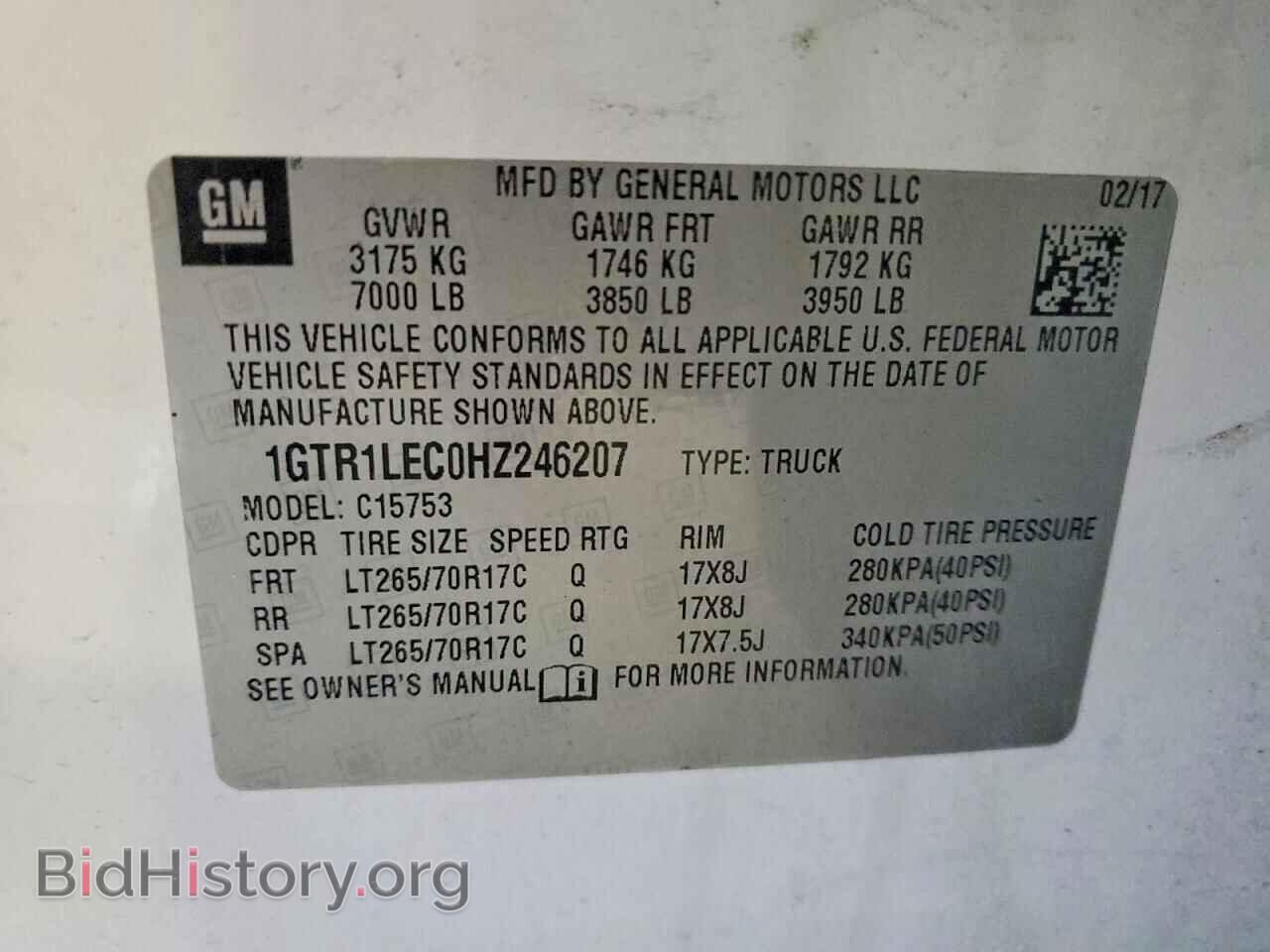 2017 GMC SIERRA - VIN: 1GTR1LEC0HZ246207 - Photo 12