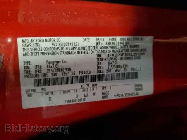 2014 FORD FOCUS - VIN: 1FADP3F29EL351265 - Фото 13