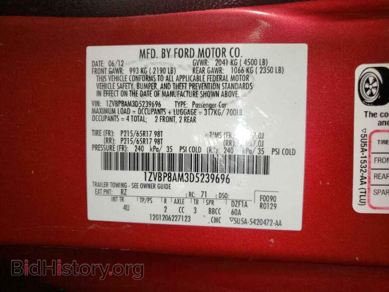 2013 FORD MUSTANG - VIN: 1ZVBP8AM3D5239696 - Фото 10