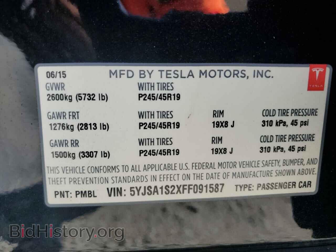 2015 TESLA MODEL S - VIN: 5YJSA1S2XFF091587 - Photo 12