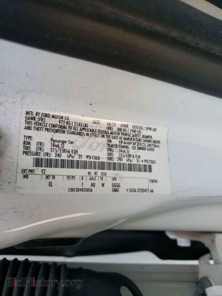 2012 FORD FOCUS - VIN: 1FAHP3F2XCL387500 - Фото 10