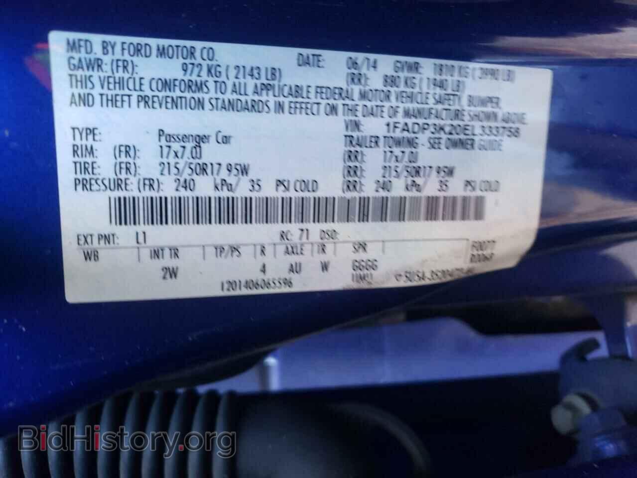 2014 FORD FOCUS - VIN: 1FADP3K20EL333758 - Фото 10