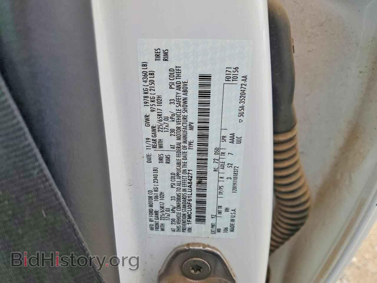 2020 FORD ESCAPE - VIN: 1FMCU0F61LUA84271 - Фото 12