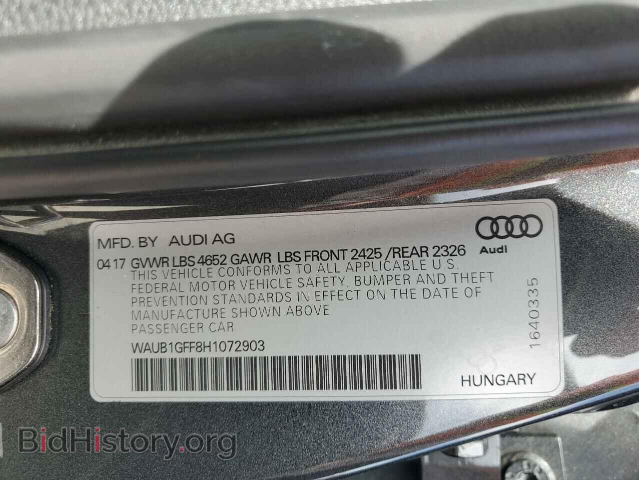 2017 AUDI S3 - VIN: WAUB1GFF8H1072903 - Фото 13