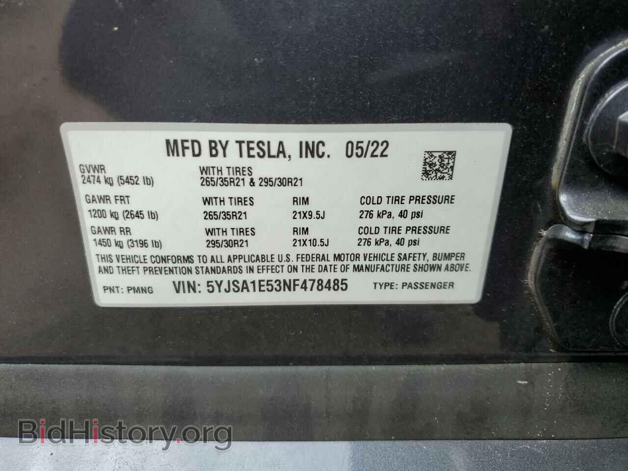 2022 TESLA MODEL S - VIN: 5YJSA1E53NF478485 - Photo 10