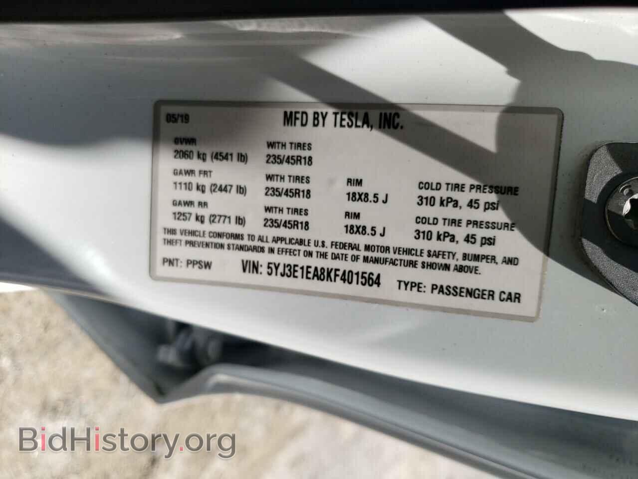 2019 TESLA MODEL 3 - VIN: 5YJ3E1EA8KF401564 - Photo 12