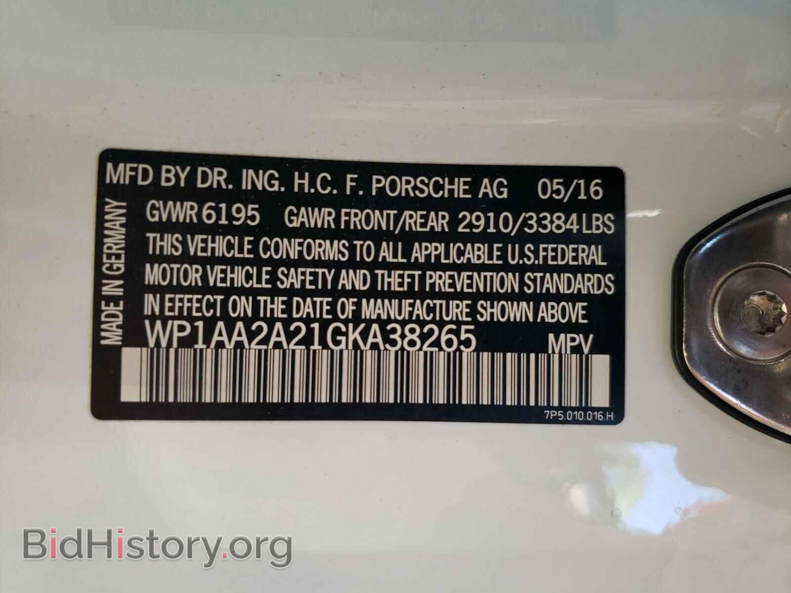 2016 PORSCHE CAYENNE - VIN: WP1AA2A21GKA38265 - Фото 10
