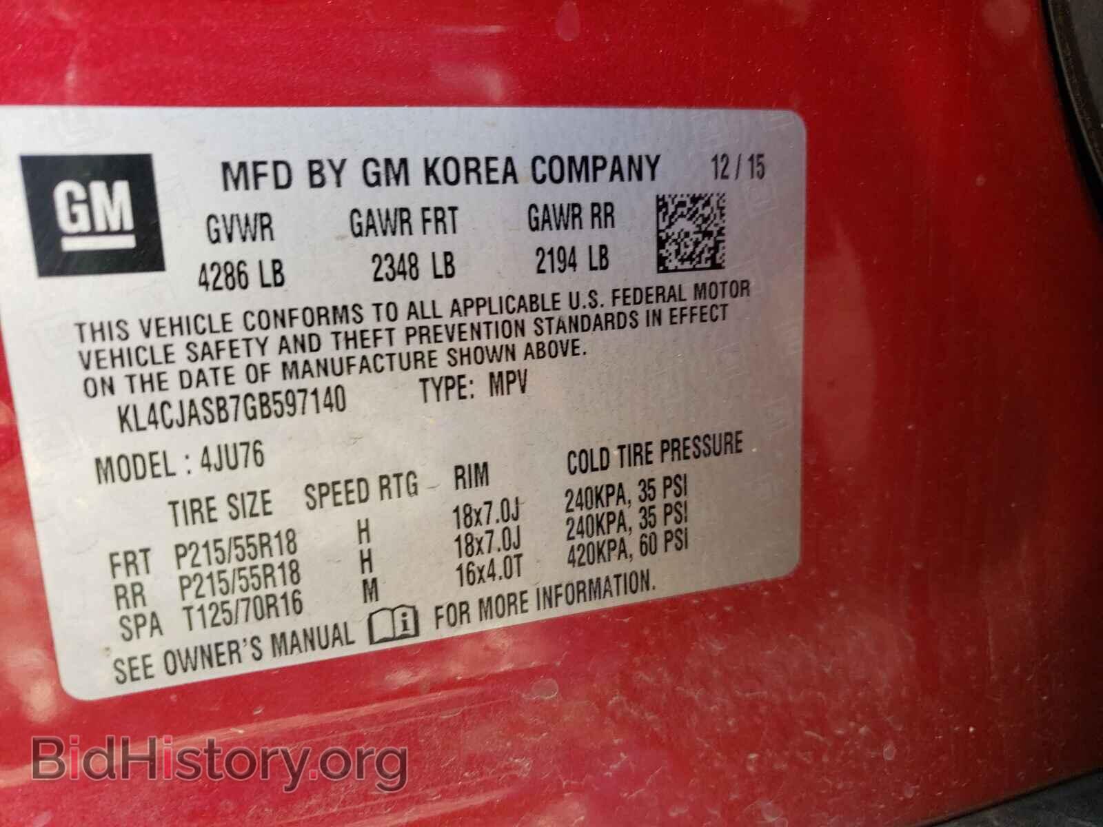2016 BUICK ENCORE - VIN: KL4CJASB7GB597140 - Photo 10