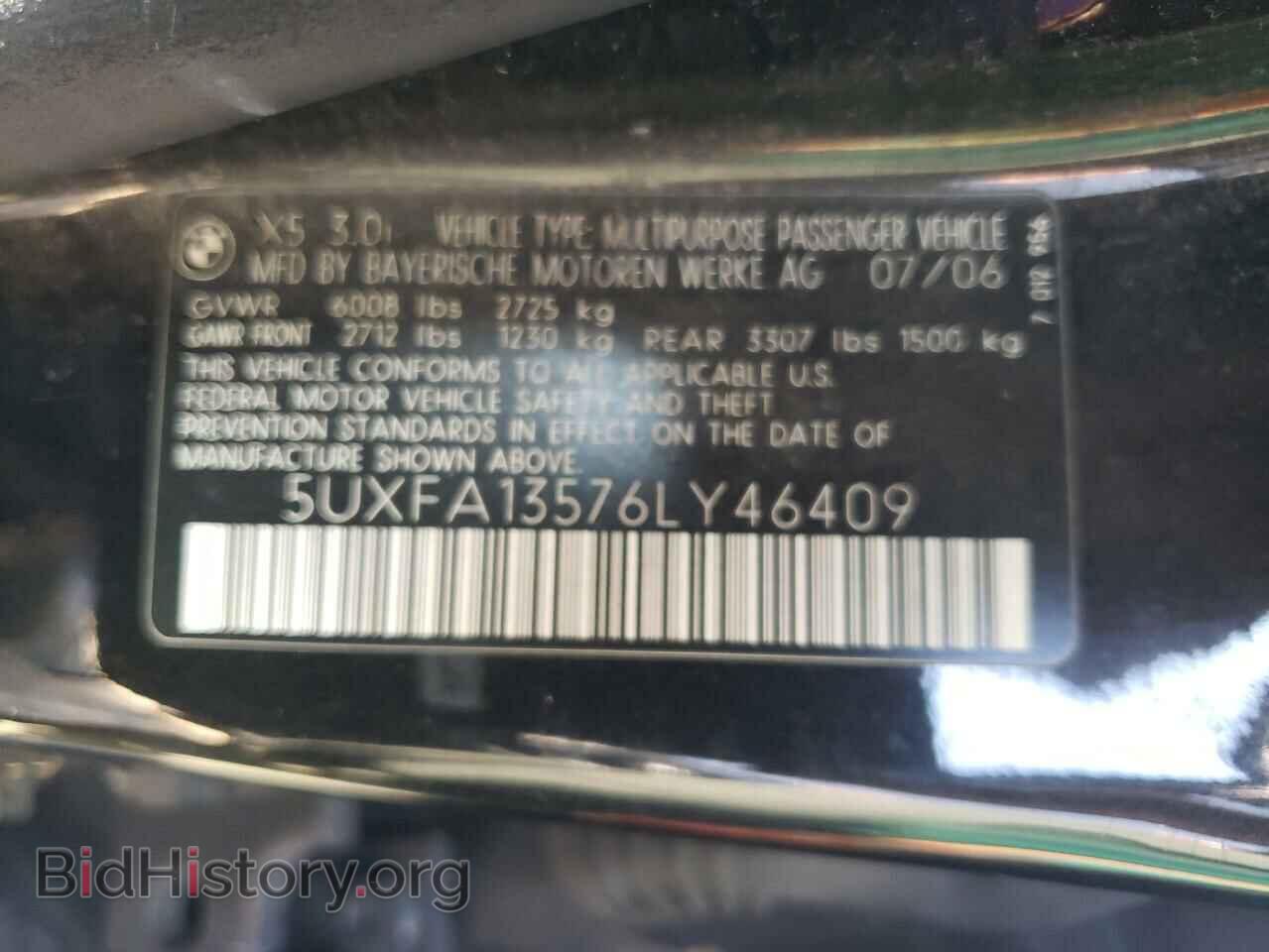 2006 BMW X5 - VIN: 5UXFA13576LY46409 - Фото 10