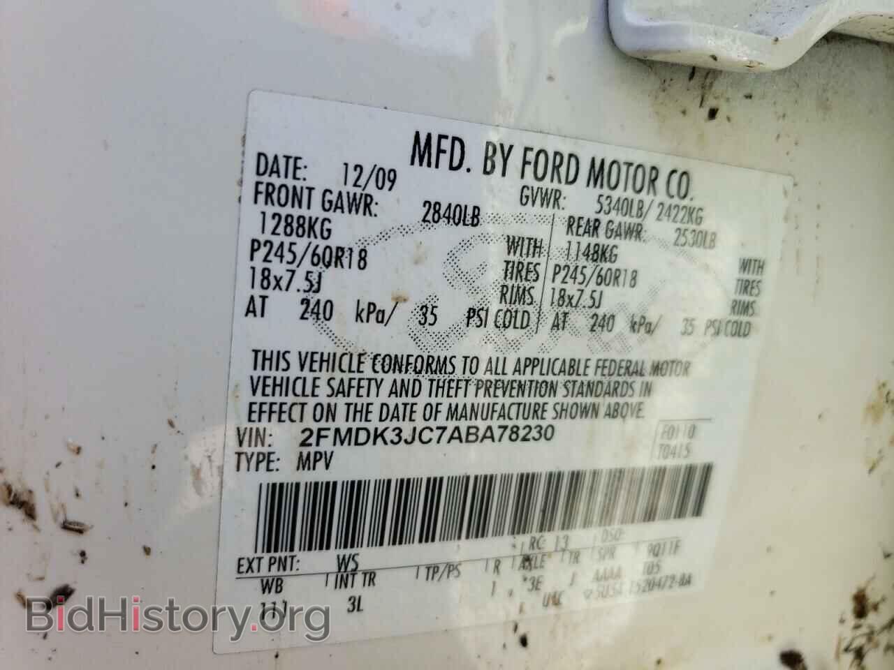2010 FORD EDGE - VIN: 2FMDK3JC7ABA78230 - Фото 10