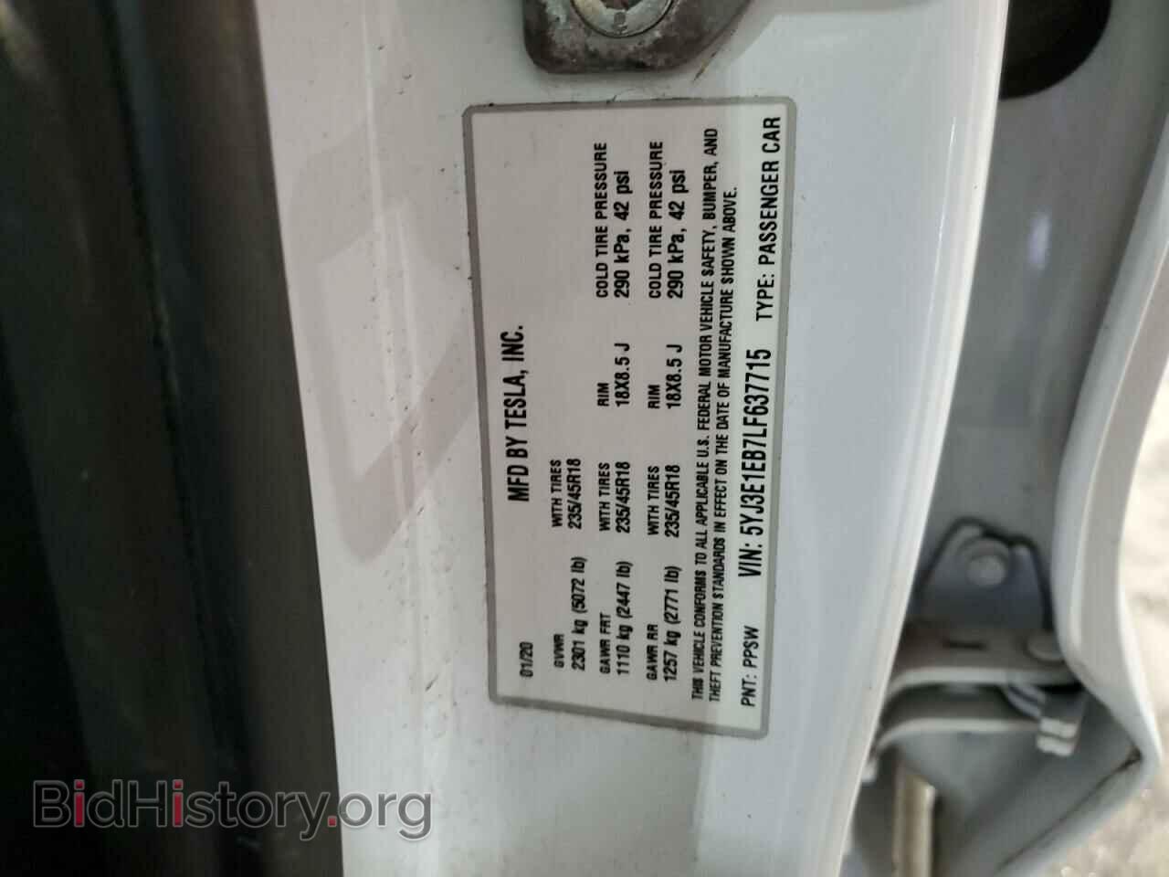 2020 TESLA MODEL 3 - VIN: 5YJ3E1EB7LF637715 - Фото 12