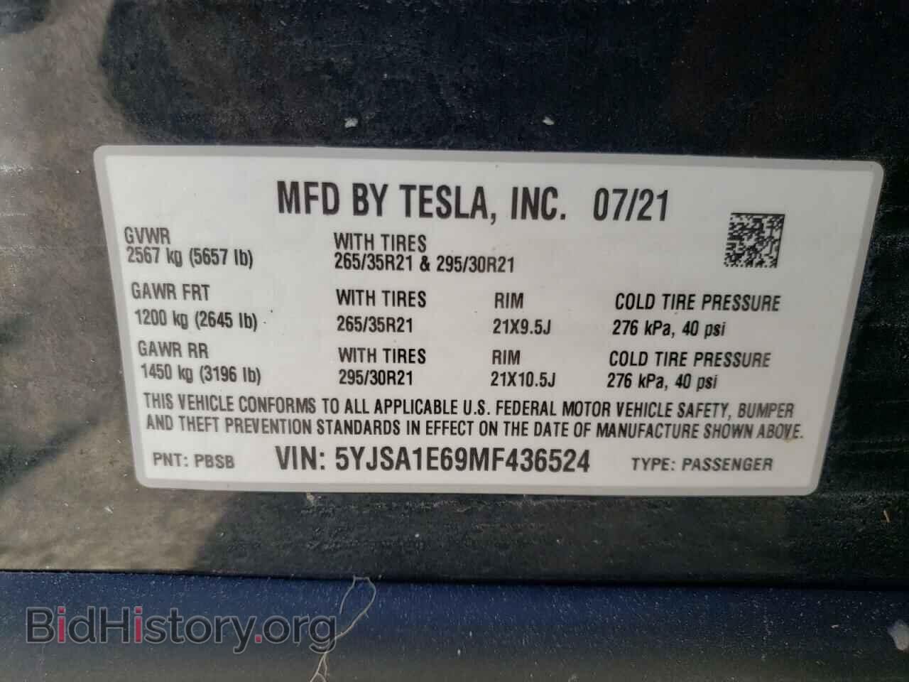 2021 TESLA MODEL S - VIN: 5YJSA1E69MF436524 - Photo 10