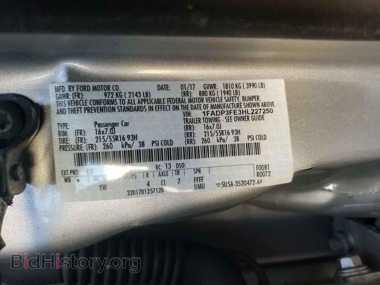 2017 FORD FOCUS - VIN: 1FADP3FE3HL227250 - Фото 10