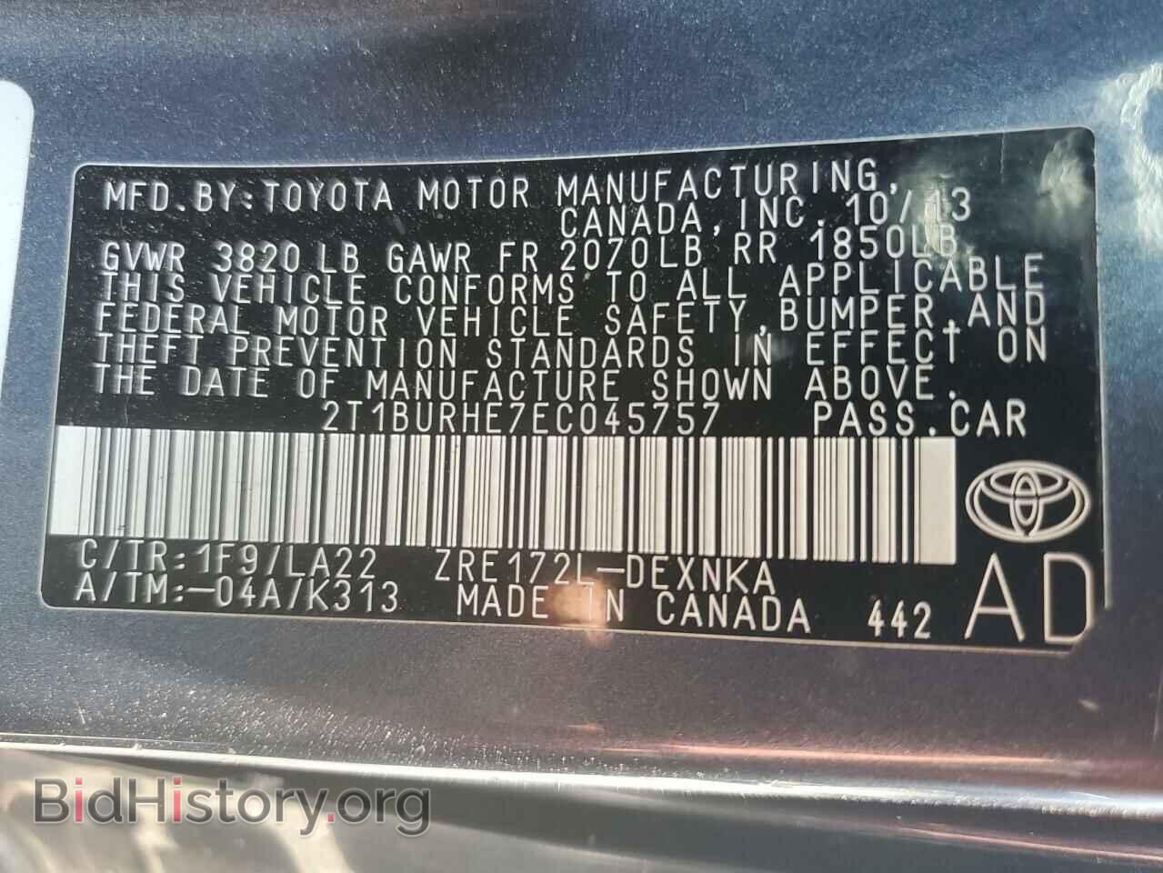 2014 TOYOTA COROLLA - VIN: 2T1BURHE7EC045757 - Фото 12