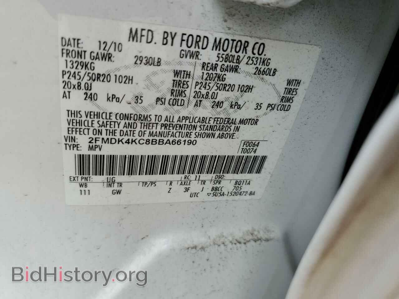 2011 FORD EDGE - VIN: 2FMDK4KC8BBA66190 - Photo 10