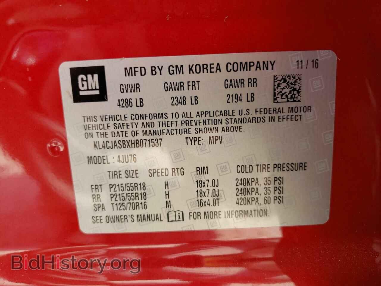 2017 BUICK ENCORE - VIN: KL4CJASBXHB071537 - Фото 10