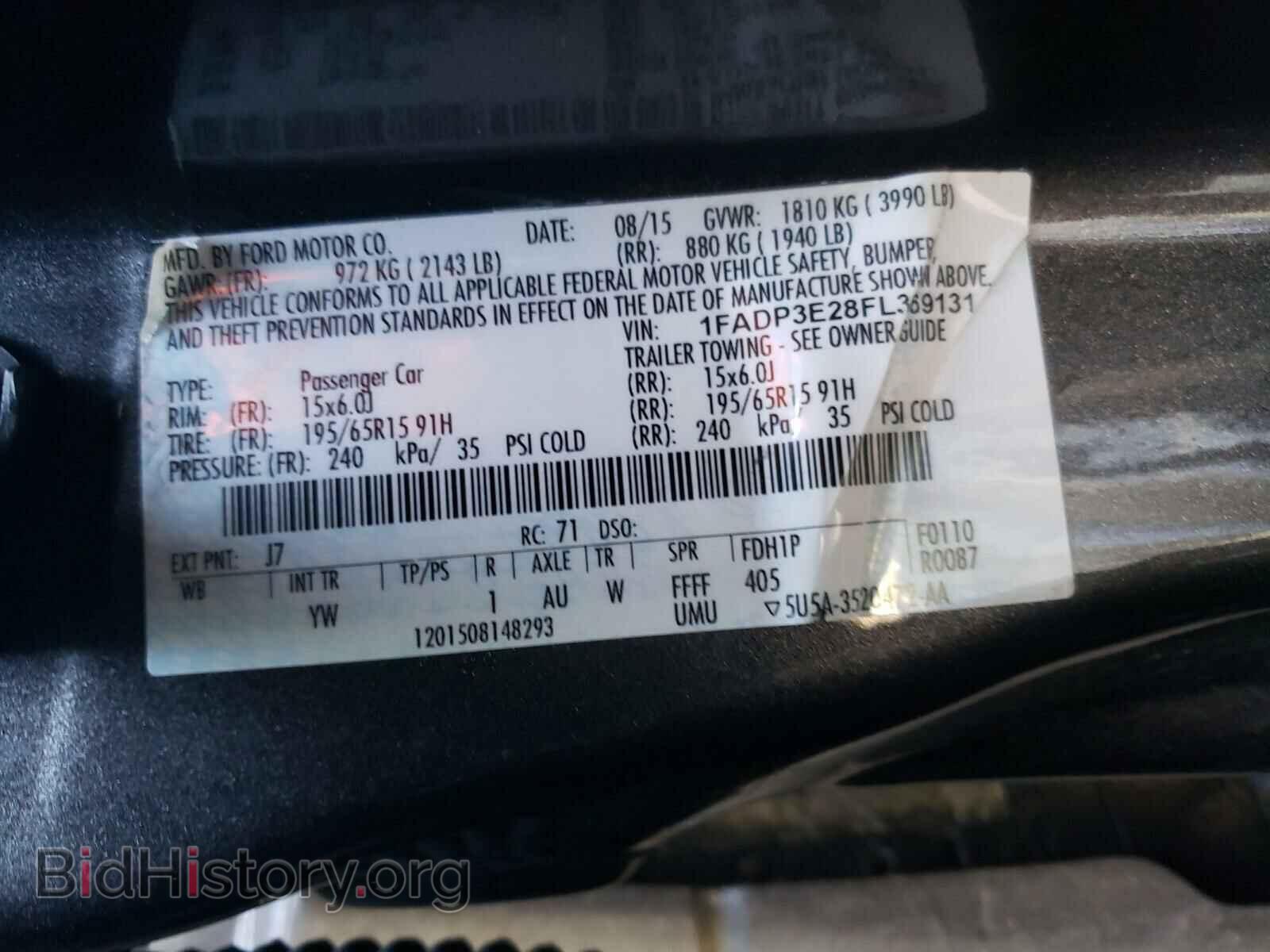 2015 FORD FOCUS - VIN: 1FADP3E28FL369131 - Фото 10