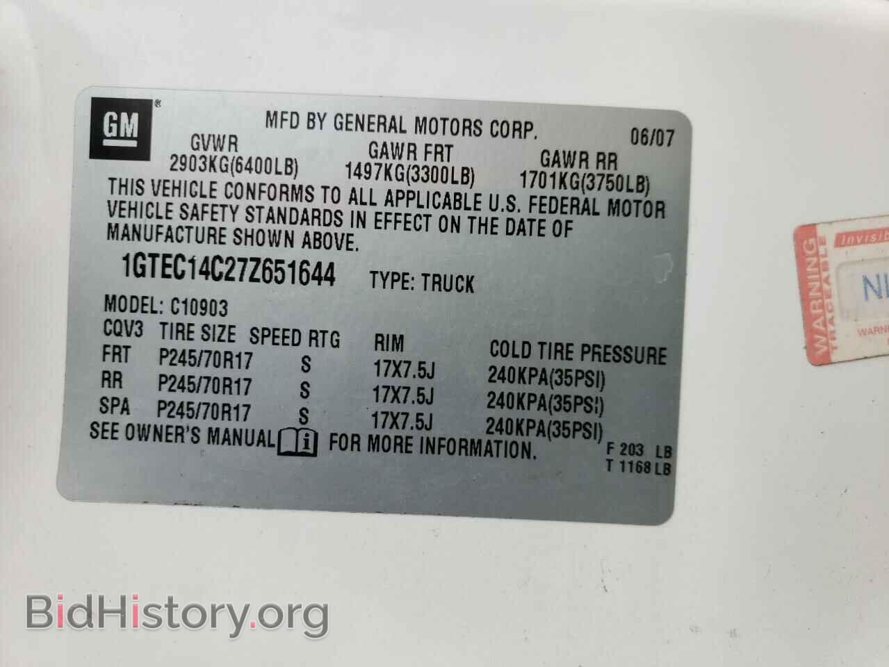 2007 GMC SIERRA - VIN: 1GTEC14C27Z651644 - Фото 10