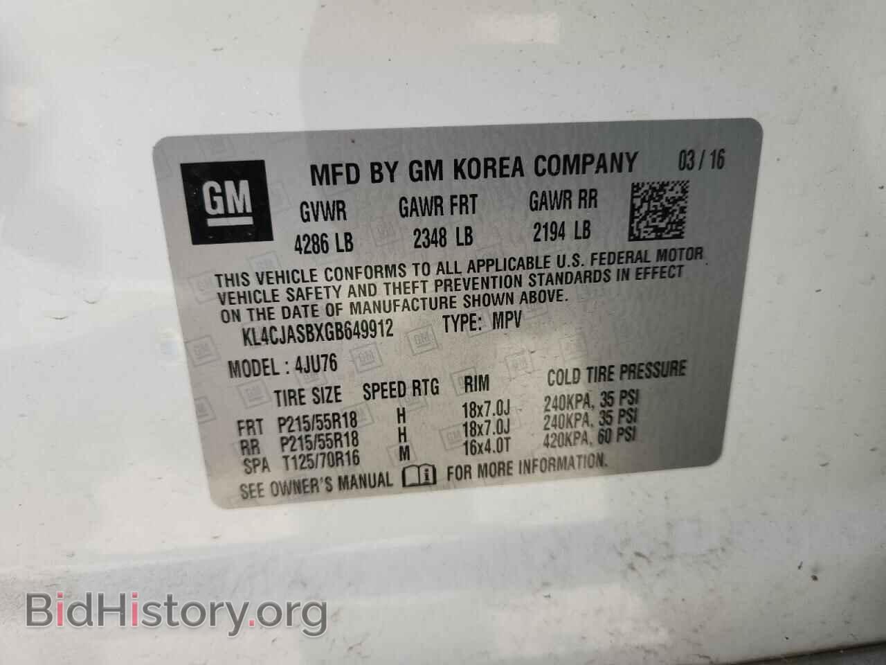 2016 BUICK ENCORE - VIN: KL4CJASBXGB649912 - Фото 14