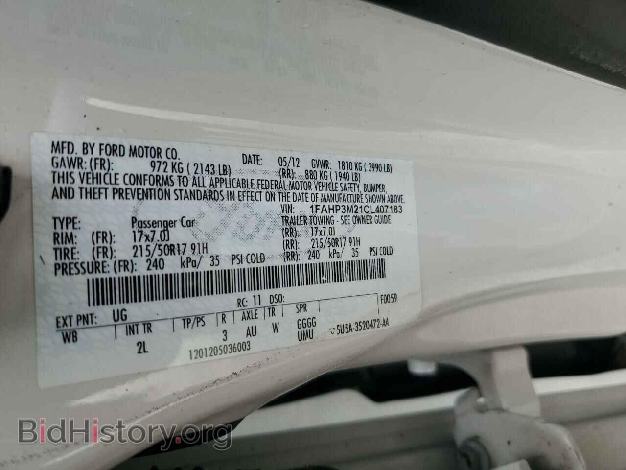 2012 FORD FOCUS - VIN: 1FAHP3M21CL407183 - Фото 10
