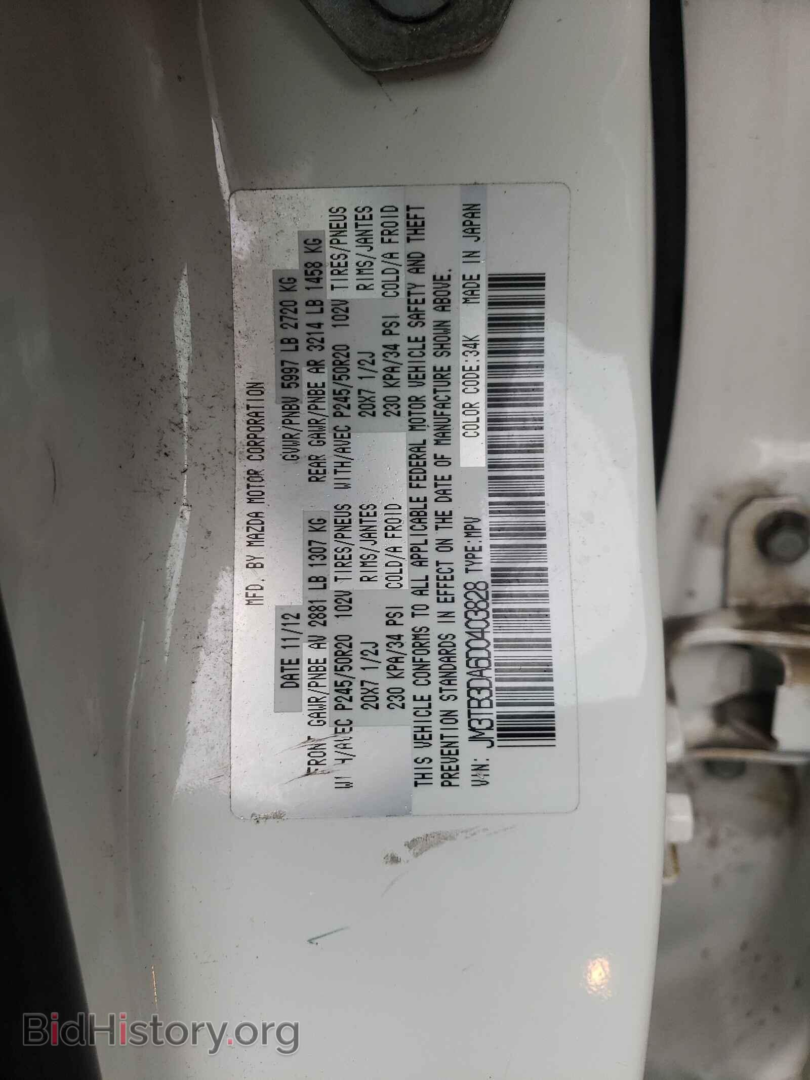 2013 MAZDA CX-9 - VIN: JM3TB3DA6D0403828 - Фото 10