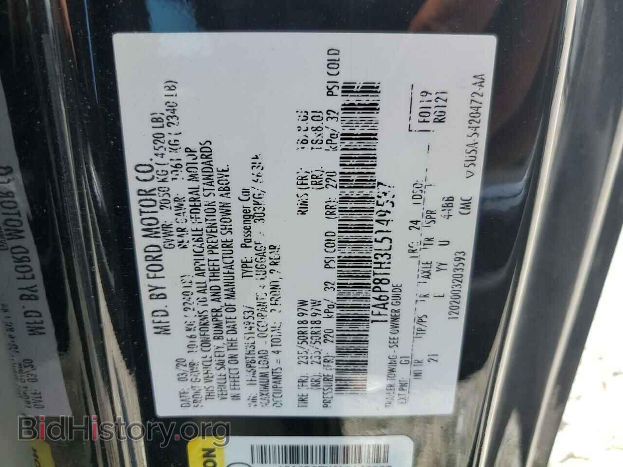 2020 FORD ALL Models - VIN: 1FA6P8TH3L5149537 - Фото 12