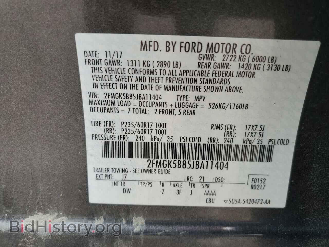 2018 FORD FLEX - VIN: 2FMGK5B85JBA11404 - Photo 10