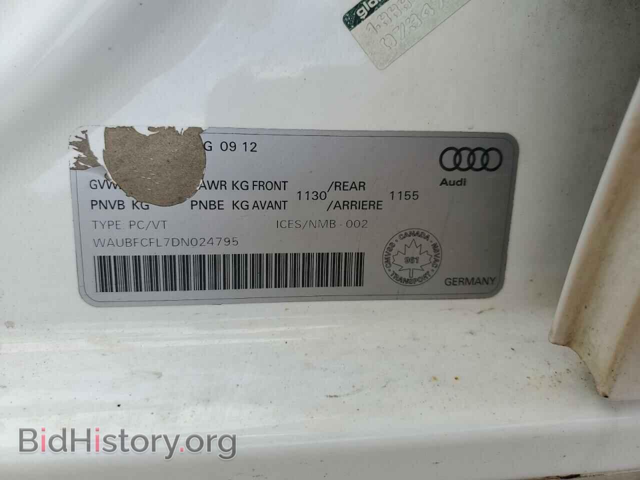 2013 AUDI A4 - VIN: WAUBFCFL7DN024795 - Фото 13