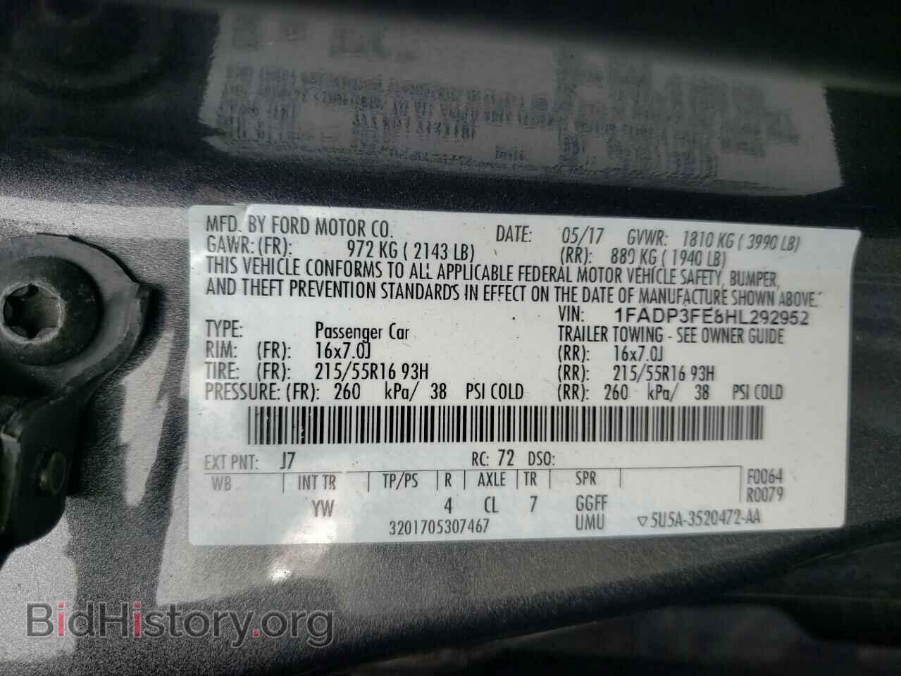 2017 FORD FOCUS - VIN: 1FADP3FE8HL292952 - Фото 10