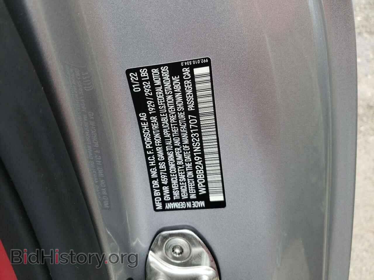 2022 PORSCHE 911 - VIN: WP0BB2A91NS231707 - Фото 10