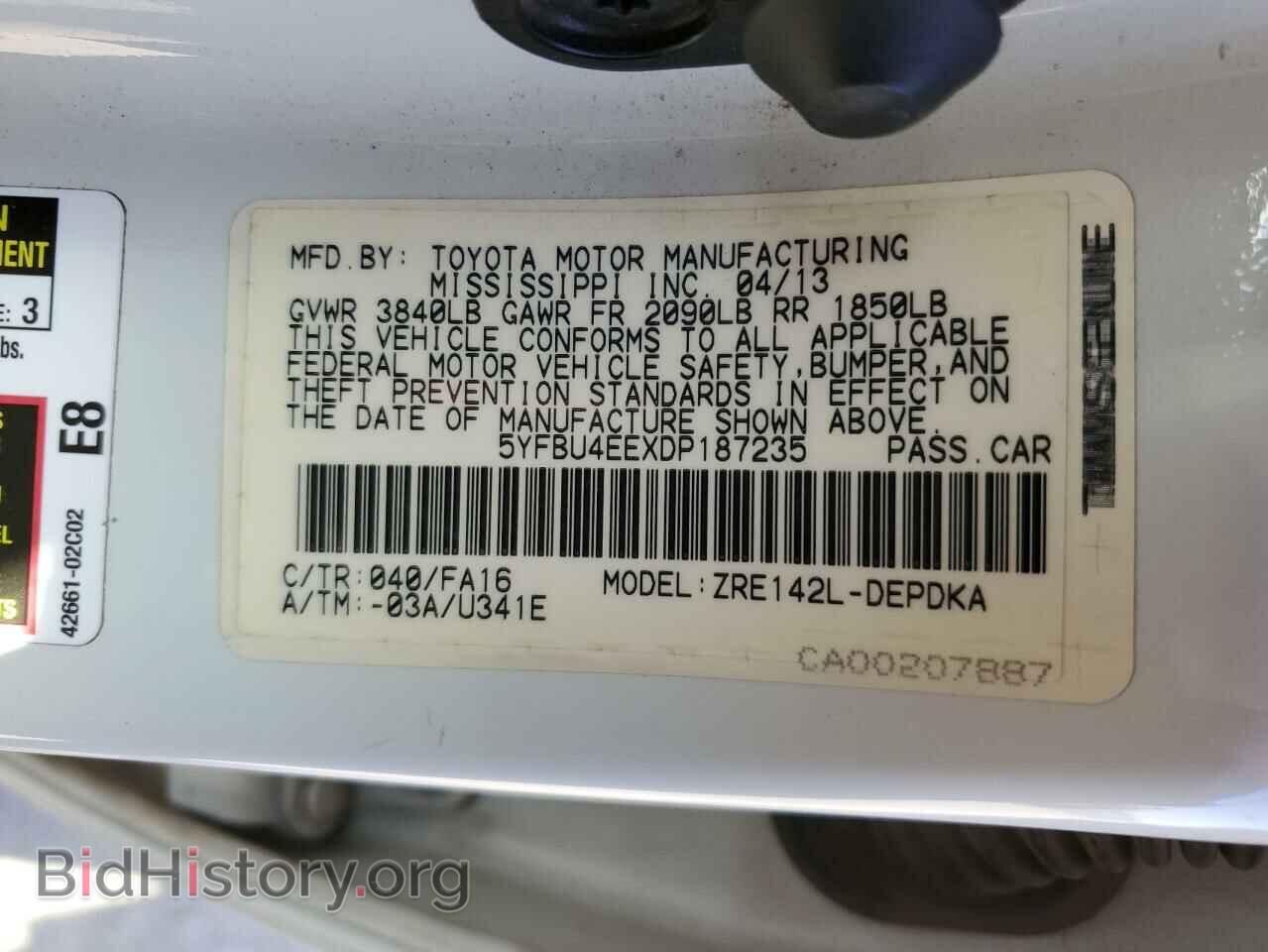2013 TOYOTA COROLLA - VIN: 5YFBU4EEXDP187235 - Фото 10
