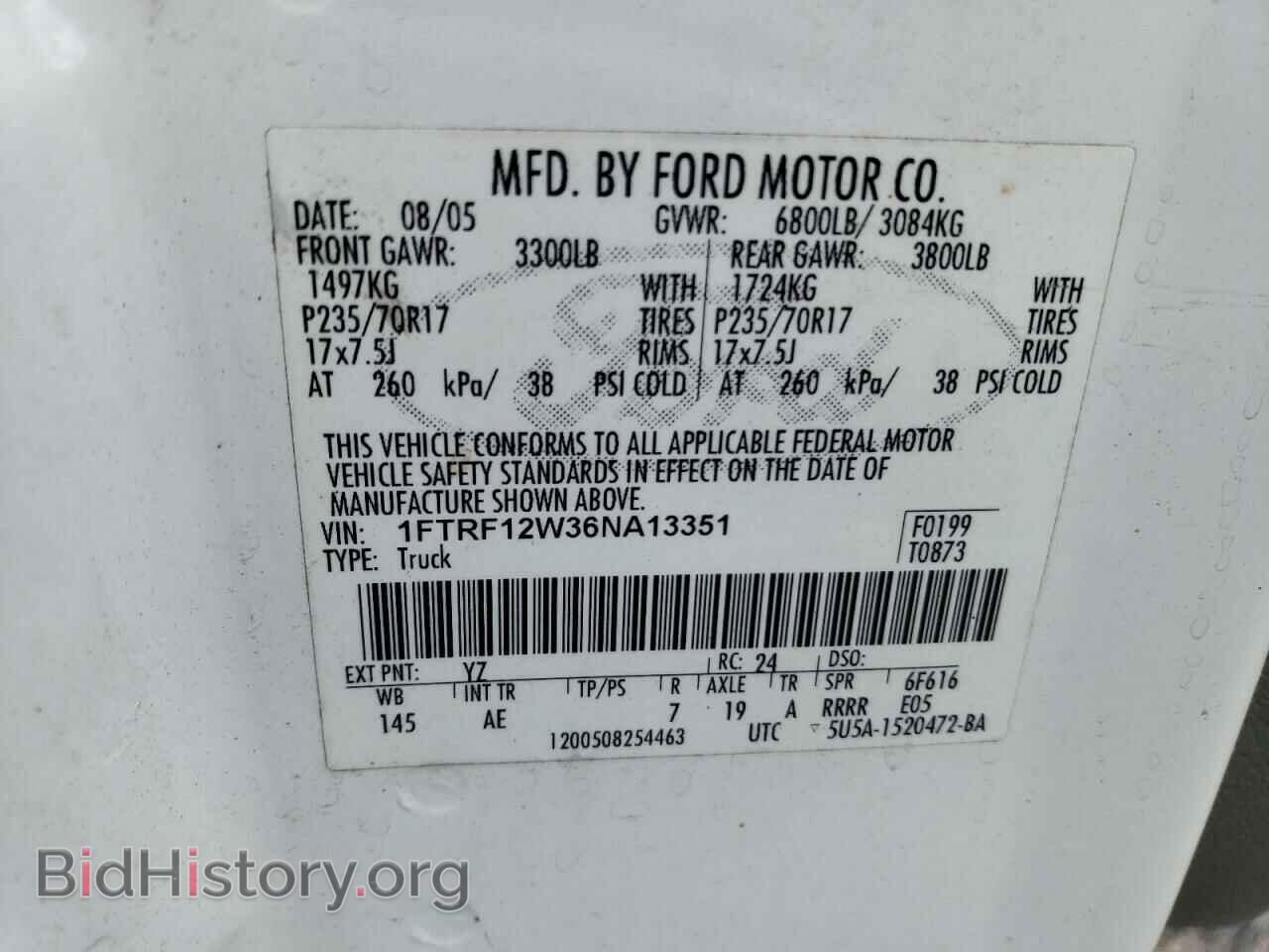 2006 FORD All Models - VIN: 1FTRF12W36NA13351 - Фото 12