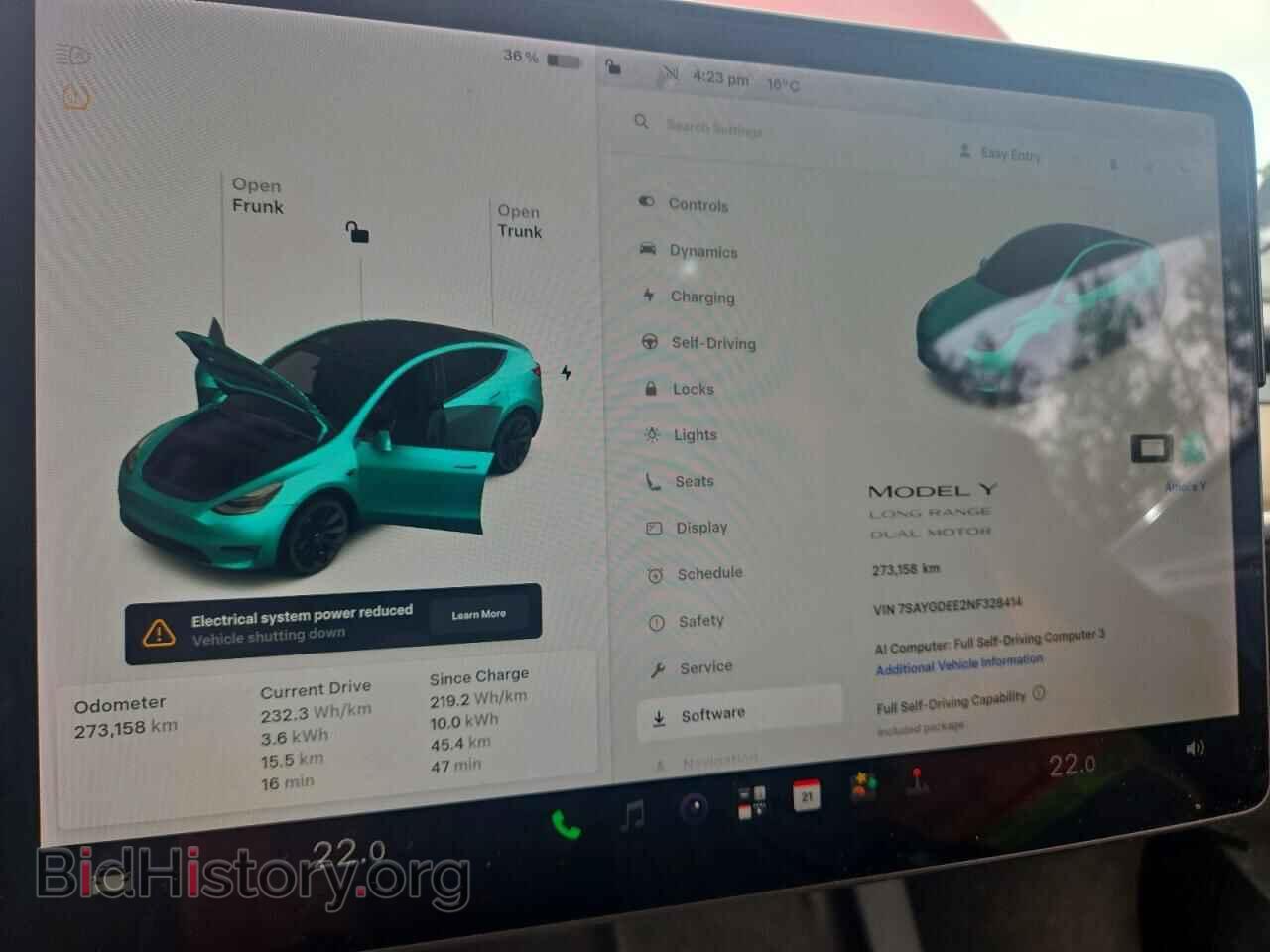 2022 TESLA MODEL Y - VIN: 7SAYGDEE2NF328414 - Photo 9