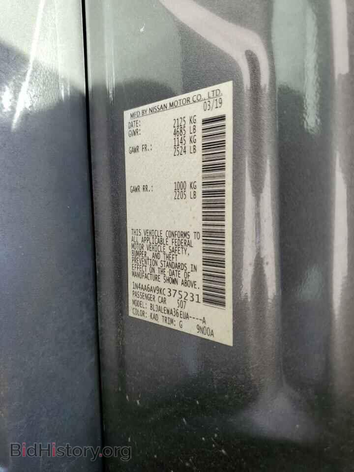 2019 NISSAN MAXIMA - VIN: 1N4AA6AV9KC375231 - Фото 10