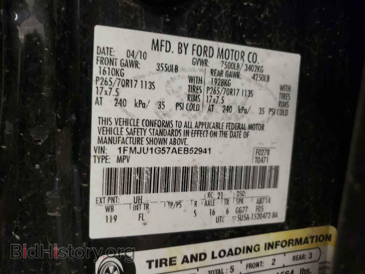 2010 FORD EXPEDITION - VIN: 1FMJU1G57AEB52941 - Фото 10