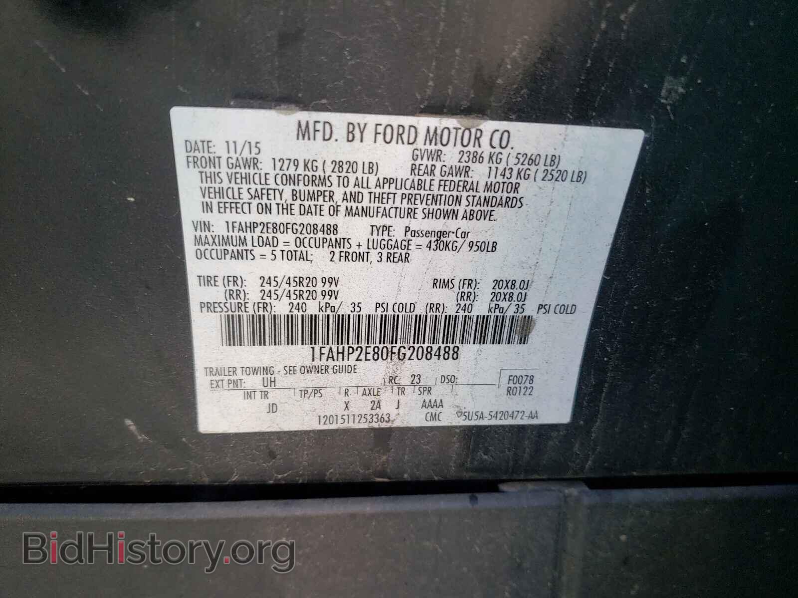 2015 FORD TAURUS - VIN: 1FAHP2E80FG208488 - Фото 10