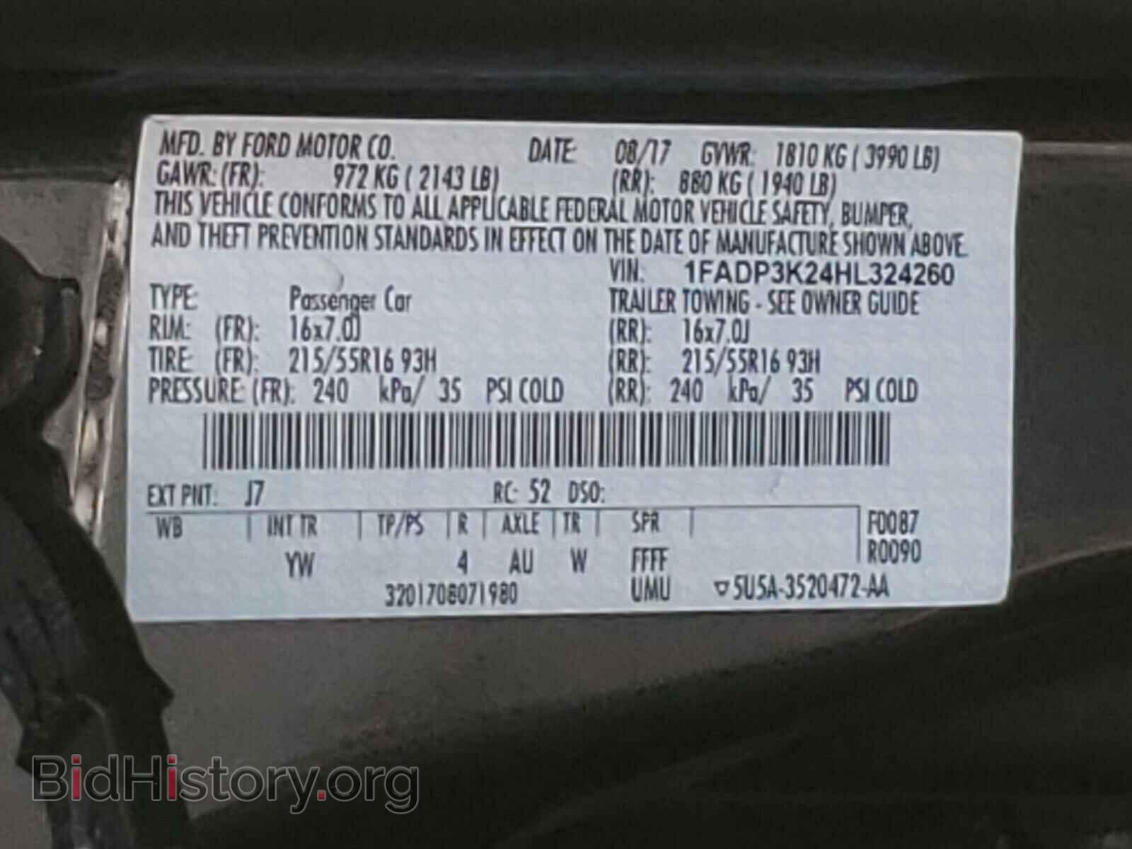 2017 FORD FOCUS - VIN: 1FADP3K24HL324260 - Фото 10