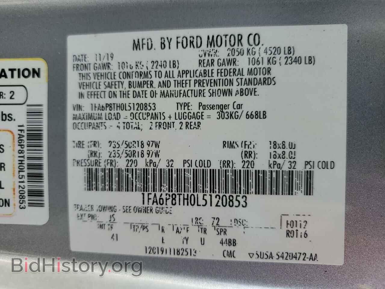 2020 FORD MUSTANG - VIN: 1FA6P8TH0L5120853 - Фото 10